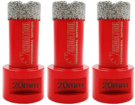 SHDIATOOL Diamond Core Drill Bit,Hole Saw Diameter 20mm 4/5 M14 Thread Vacuum Brazed for Concrete Granite Marble Porcelain Tile Masonry Brick,3PCS
