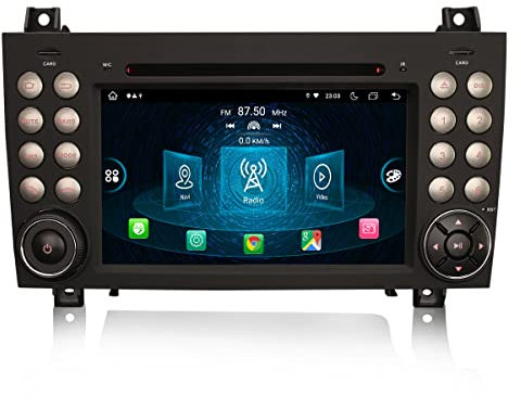 Erisin 7 8-Core 4GB+64GB Android 14 Car Stereo Bluetooth with Sat Nav for Mercedes Benz SLK Class R171 SLK200 SLK280 Support CarPlay Android Auto DVD CD Player DSP DAB+ GPS Wifi Canbus SWC DVR USB