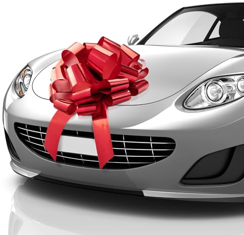 Zoe Deco - Große Autoschleife - Rot, 41 cm / 16 Zoll - Riesige Autoschleife für Geburtstag, Weihnachten, Hochzeitsempfang, Überraschungsparty - Große Geschenkverpackung