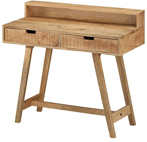 vidaXL Schreibtisch 100x45x90 cm Raues Massives Mangoholz