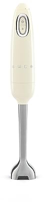 Smeg, Frullatore a Immersione HBF11CREU, Funzione Turbo e Sistema di Taglio Flowblend, con Impugnatura Antiscivolo, Avvolgicavo Integrato, Accessori Non Inclusi, Potenza 700W, Panna