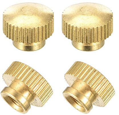 uxcell Brass Knurled Thumb Nuts, M5x0.8mm Round Stepped Knobs Fasteners for 3D Printer, Electronic Equipment 4Pcs
