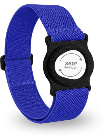 Diasticker® | Dexcom G7 – Nastro di fissaggio | Supporto girevole a 360° | Bracciale per il fissaggio del Dexcom CGM, protezione sensore, fissaggio | Supporto: nero (medio: 25 – 35 cm, blu reale)