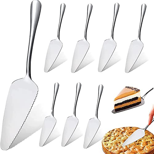 Ktnyl 10 st kakor i rostfritt stål, non-stick tårtspade för kök, tandad kakserver, tårtspade för kök, matsal, fest