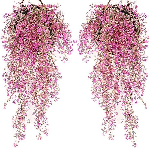 Srcasy 2 Pezzi Fiori Artificiali da Parete, Fiori Artificiali Sul Muro,Fiori Finti Sul Balcone, Fiori Pendenti, per Decorazioni Parete Balcone Giardino Casa Interno Matrimonio (85 cm)