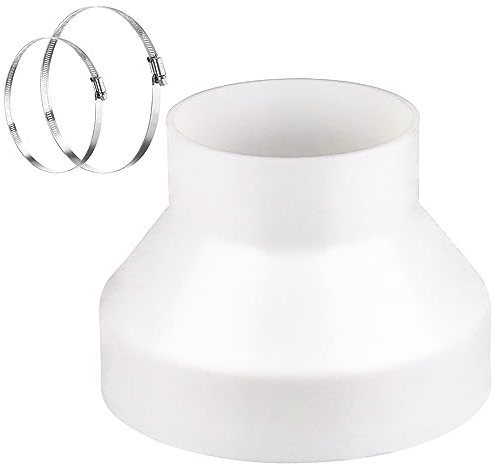 Prmape Abluftschlauch Adapter 150mm auf 100mm, Rohr Reduzierstück Auspuff Adapter mit 2 Edelstahl Schlauchschellen, Universal Reduzierstück für Lüftungssysteme für Abluftschlauch