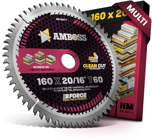 HM Kreissägeblatt 160x20 16 Z60 Flachzahn mit Wechselfase für Multi - Feinschnitt. AMBOSS WERKZEUGE® Sägeblatt 160mm +Reduzierring 16 20mm. 160x20 160x16 komp. zu Bosch PKS 55 A Metabo KS 55 Scheppach