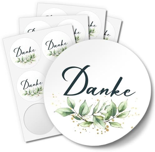 48 Aufkleber DANKE für Hochzeit Geburtstag Danke Taufe Etiketten rund 4cm, Design