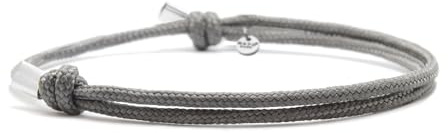 Nato Cuff - Paracord Armband 2mm und Silber 925 - Verstellbares Damen- oder Herrenschmuckstück entworfen und zusammengesetzt in Frankreich (Grau)
