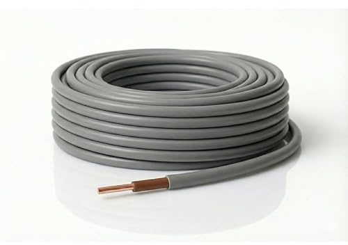 LampStation 6181Y Single Core Cable 1.5mm Brown Live Wire 10 Metres | BASEC approved BS 6004, double insulated grey PVC sheath, solid copper, for surface wiring, switch drops and lighting