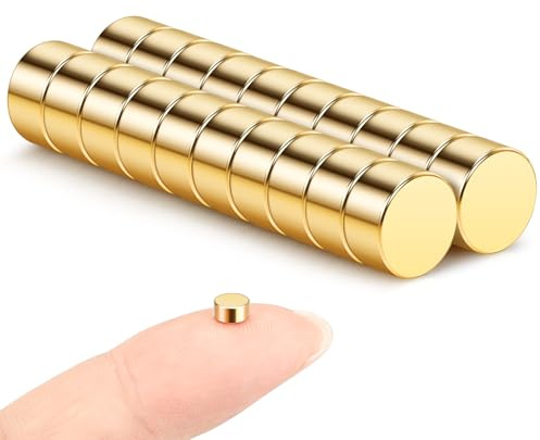 Aimants Dorés Wukong 5x2.5mm | 20 Puissants Mini-Aimants Ronds en Néodyme pour Réfrigérateur, Tableau Magnétique, Bureau, Mur Photo