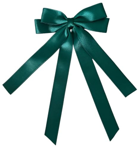Uoocg Seidige Satin Haarschleifen Damen Haarspangen mit Schleife Lange Bander Elegante Mädchen Haarschmuck (Grün)