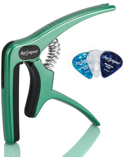 Leo Jaymz Heavy Duty Guitar Capo for Acoustic/Electric Guitars, Guitar Clip made of Zinc Alloy Metal, Guitar Clamp for Bass Classical Guitar, Ukulele, Mandolin,Banjo (Blackish Green)
