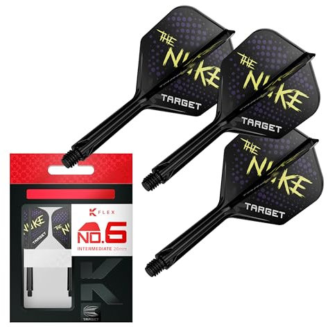 Target Darts Luke Littler K Flex Flights and Shaft System, Nr. 6 (Intermediate, 26 mm) | 3er-Pack Kflex All In One Flights, The Nuke Player Edition Darts Accessories | K-Flex Dart Stem