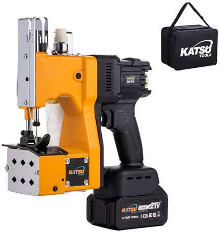 KATSU FIT-BAT Sacknähmaschine Tragbares Bürstenloser Akku Beutelverschließmaschine 21V Tütenähmaschine mit 3.0 Ah Akku und Ladegerät, für Taschen/Stoff/Papier/Plastiktüten Nähmaschine