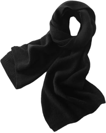 Rfmfkkg Unisex Kaschmir-Schal, Kaschmir-Strickschal, Damen/Herren, warm, einfarbig, Schal, Schwarz , Einheitsgröße