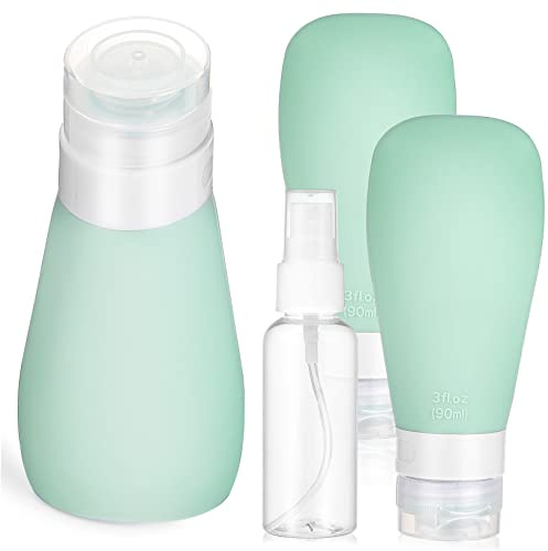 Mikinona Set De Contenants De Voyage Rechargeables Silicone Et Bouteille Spray Transparente Flacons Souples Anti-déformation Pour Shampooing Lotion Soin Corporel