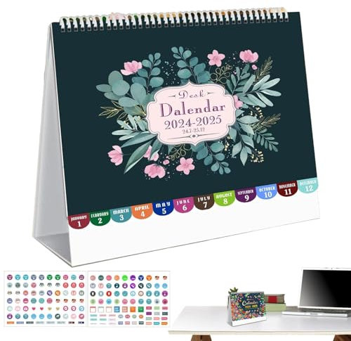 Schreibtisch-Stehkalender 2025 | Tischkalender Tagesplan Juli 2024 bis Dez. 2025 | 2025 Desktop Monatskalender, Stehkalender für Zuhause, Schule und Bürobedarf