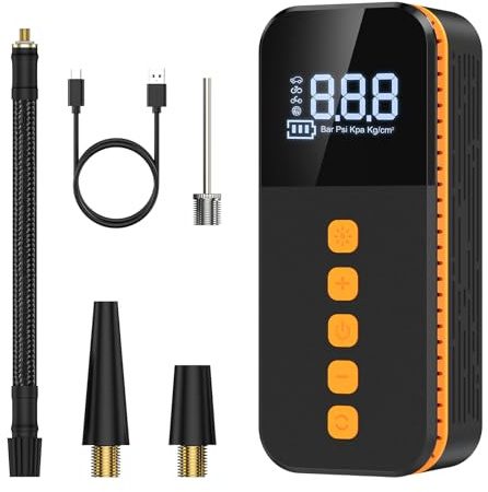 Ankilo Elektrische Luftpumpe,150PSI Fahrrad Akku Kompressor, Digitaler LED-Bildschirm mit Manometer,1500mAh Akku Kompressor,Kann für Fahrräder, Motorräder, Autos, Bälle verwendet Werden