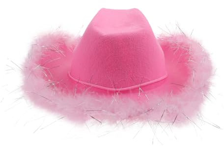 TOYANDONA Denim-filzhut Strohhut Sonnenhut Aus Stroh Performance-hut Karnevalshut Kopfschmuck Feierhut Hut Im Westernstil Modehut Erwachsener Hut Männlicher Filzstoff Rosa