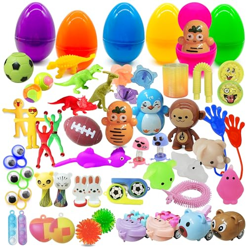 Lubibi 48 Huevos de Pascua precargados llenos de artilugios novedosos, Piñata, Huevos Sorpresa, Easter Egg Hunt, Regalos Niños Adultos y Autismo,aliviar el estrés,Premio de Aula,Fiestas decoración