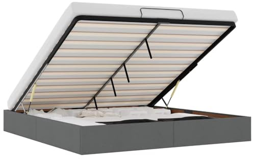 vidaXL Estructura Cama otomana sin colchón Tela Gris Oscuro 160x200 cm