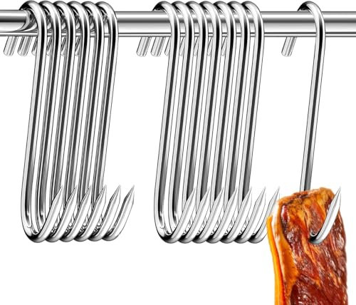 PacuM Ganci per carne, ganci a S da 15 cm, in acciaio inox, per la lavorazione della carne, per affumicatura a caldo e freddo, per appendere, macelleria, affumicatura, barbecue e asciugatura da