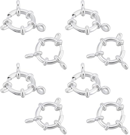 UNICRAFTALE 8 Stück Federringverschlüsse Edelstahl Federverschlüsse 14mm Silberfarben Runde Verschlüsse Für Halsketten Armbänder Ringverschlüsse Glatte Oberfläche Verschlüsse Verbindungsstücke