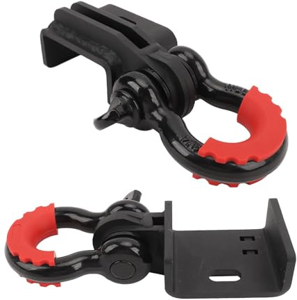 Kit de Montaje de Grillete de Gancho de Remolque Delantero, Soporte de Acero Resistente con Gancho de Anillo en D de 3/4 Pulgadas, Resistencia a la Rotura de 57000 Libras, para