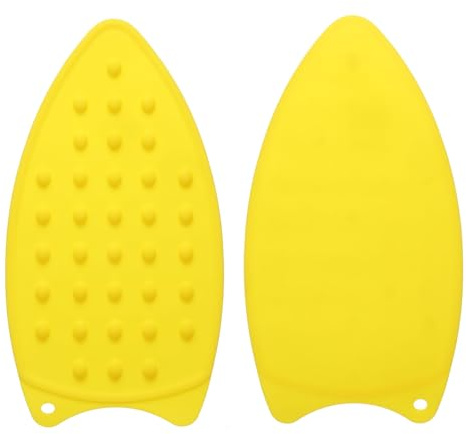 QUARKZMAN 2 Pezzi Tappetino Resistente al Caldo per Ferro da Stiro, Tappetino Multiuso per Ferro da Stiro in Silicone, Piastra di Appoggio per Ferro da Stiro, Colore Giallo