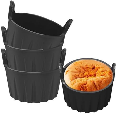 Escalfador de huevos de silicona para freidora de aire, juego de 4 hueveras antiadherentes para escalfar huevos, perfecto para cocinar en freidoras de aire u hornos