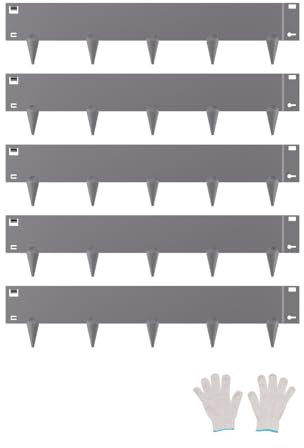 VEVOR Rasenkante, 5er-Set, 990x207x1,5 mm, rostbeständige Beeteinfassung aus Metall, Beetumrandung, Raseneinfassung, Trennwand für Blumenbeete, Hofwege Dunkelgrau