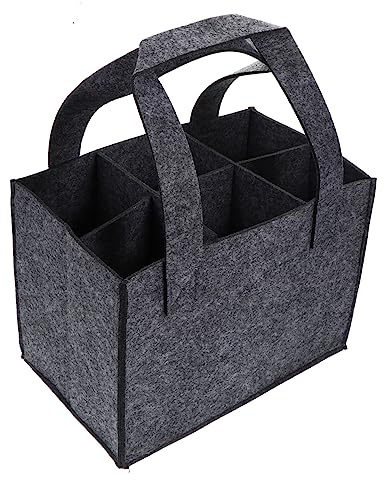 FUNNETOYU Paquet Présent Vin en Feutre Gris 6 Bouteilles Multi-Compartiments Paquet de Transport Résistant pour Bouteilles de Vin Accessoire Rangement Pliable