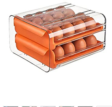ETZRYSYB Storage Boxes Transparent Plastic Egg Storage Box Anti-Drop Food Storage Container Refrigerator Drawer Type Egg Tray Holder Container(Orange)