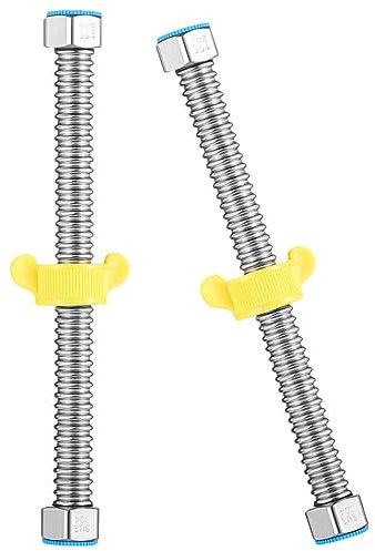 VILLCASE Tubo Corrugato in Acciaio Inossidabile per Scaldabagno 1/2 Pollice Flessibile e Resistente alle Temperature 2 Pezzi Alimentazione