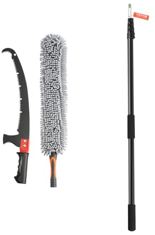 VEVOR Manual Pole Saw, 4.9-20 ft Extendable Tree Pruner with Lightweight Aluminum Alloy Handle, Chenille Brush and Sharp Steel Blade for Palm and Shrub Trimming