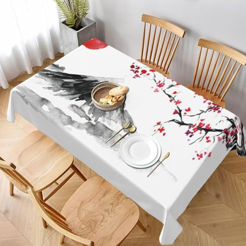 Tischdecke Abwaschbar Japanisch Orientalisch Outdoor Rechteckig 140x200 cm 3D Tischdecken Landschaft, Tischtuch Ornamente Polyester Gartentischdecke 200x140 Tischwäsche Wetterfest a-485