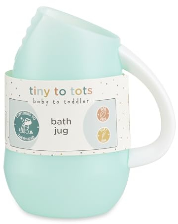 Baby Bath Jug, Tiny To Tots Baby & Toddler Shampoo Rinser, Hair Wash Jug With Handle, Green BPA Free Soft Rim, Designed To Contour To Your Baby’s Head