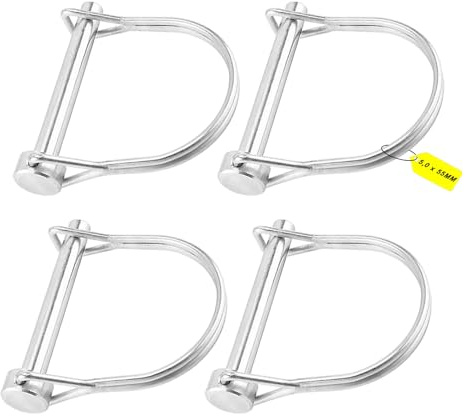 Rohrklappsplinte, 4 Stück Sicherungsstift, 5 x 55MM D Förmiger Kupplungsstift, Federstahl Sicherungsbolzen, mit Rastverschluss Sicherungsstift, für Bauernhof Anhänger, Bauernhof