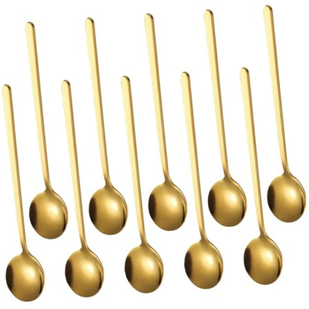 COLLBATH 10 Piezas Cucharas de Acero Inoxidable Mango para Mezclar Bebidas Café Té Helados y Postres Cucharillas Resistentes y Fáciles de Limpiar para Cocina y Bar