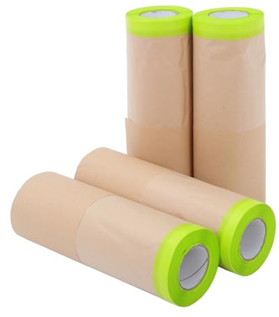 Ciieeo 4 Piezas Papel Kraft para Enmascarar Pintura Automotriz Película Protectora Resistente al Polvo para Coches Muebles y Lámina Protectora para Contratistas