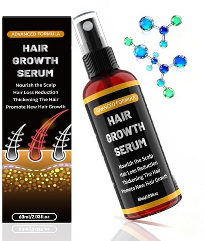 Sérum de Croissance des Cheveux pour Hommes et Femmes – Spray Capillaire à la Biotine, Huile de Romarin et Ricin – Accélère la Pousse, Prévient la Chute, Nourrit le Cuir Chevelu et la Barbe – 60 ml