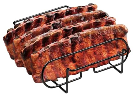 Generico de côtelettes pour Barbecue – Support pour rôti de 4 Fentes en Acier Carbone de 7,3 cm, Racks | côtes pour de Poulet à économie d'espace