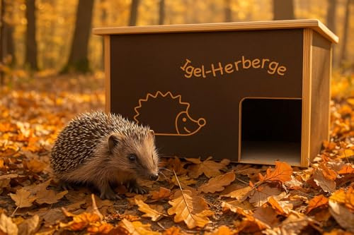 KaWerk Igelherberge, Holz-Unterschlupf für Igel, Schutzhütte für den Garten