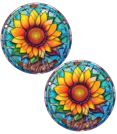 Toyvian 2 piezas Pegatinas Decorativas Anti-colisión Para Ventanas Calcomanías Estáticas Sin Adhesivo Protector De Pájaros Con Diseño De Girasol Decoración Colorida Para Sala Y Exterior