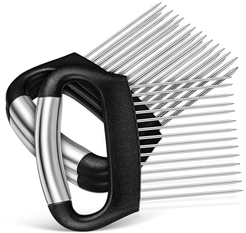 TOYANDONA Support à Oignons Inox 3 Pièces Multifonction pour Découpe Légumes et Attendrisseur de Viande Picots Espacés, Outil Pratique Cuisine pour Tranches Uniformes et Usage Polyvalent