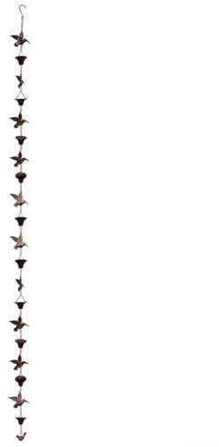 Springwillfly Metall-Regenkette, 20,3 cm, 1,5 m Länge, ästhetischer Wasserfall-Effekt, für Traufe und Außendekoration in Gärten und Terrassen (braun)