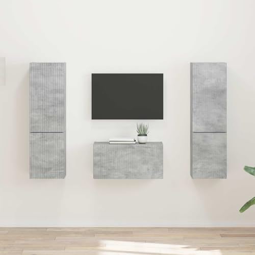 mtlskopl Lowboard Grau 30x31x60 cm Massiv Beton-Optik TV-Möbel mit Schiebetüren Kabelmanagement Komfort für Fernseher & Wohnzimmer Schlafzimmer Büro