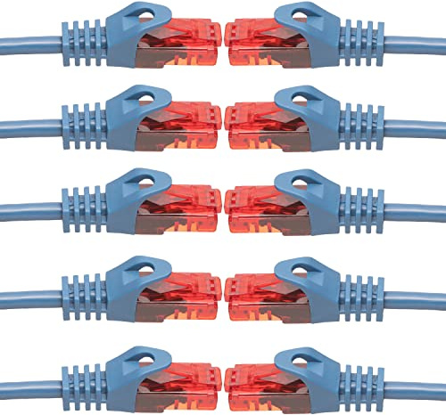 BIGtec LAN Kabel 0,25m Netzwerkkabel blau - 10 Stück - Gigabit Ethernet Kabel RJ45 Stecker Patchkabel für Patchpanel Netzwerk Switch Gaming kompatibel Playstation 5 PS5 XBOX Nintendo Switch 2-Station