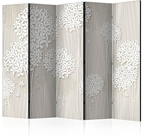 murando - Paravent Raumteiler Innen Blumen 225x172 cm einseitig auf Vlies-Leinwand Bedruckt Trennwand Spanische Wand Sichtschutz Raumtrenner Home Office beige weiß b-B-0278-z-c